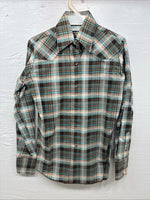 New Kids Panhandle Slim Multicolor Plaid Long Sleeve Pearl Snap Size 10 CC-84