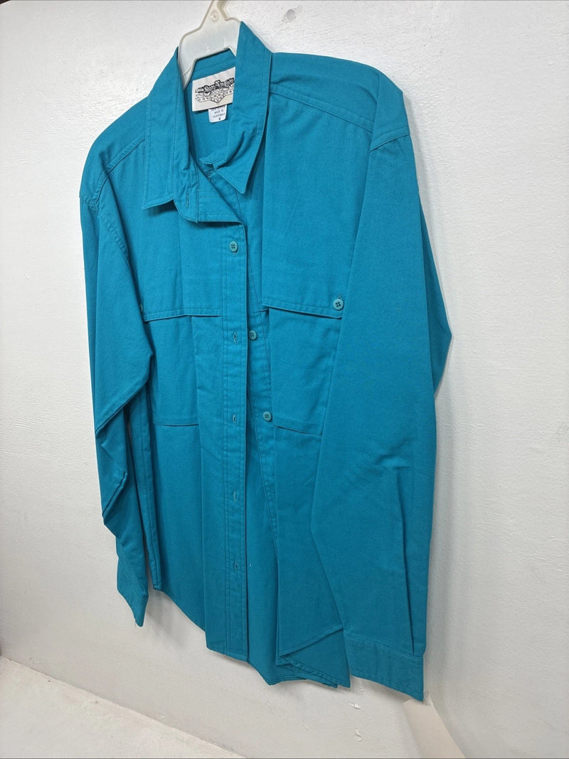 New Women’s San Angelo Blue Long Sleeve Button Up Medium MM-109