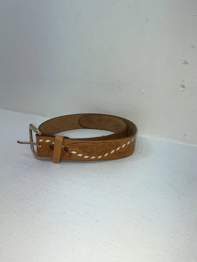 New Brown Genuine Leather Tooled 32” Belt #1442B Z-62
