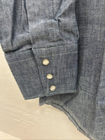 New Men’s Champion Western Blue Jean Long Sleeve Pearl Snap 14 Small AA-1