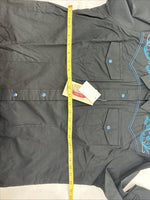 New Women’s Cumberland Black Blue Design Long Sleeve Pearl Snap 1XL LL-107