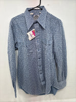 New Women’s Miller Blue Designed Long Sleeve Pearl Snap 16 X 34 XL II-10