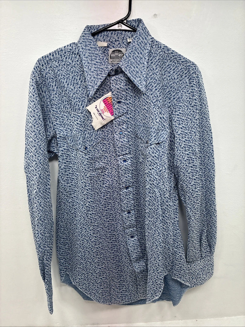 New Women’s Miller Blue Designed Long Sleeve Pearl Snap 16 X 34 XL II-10