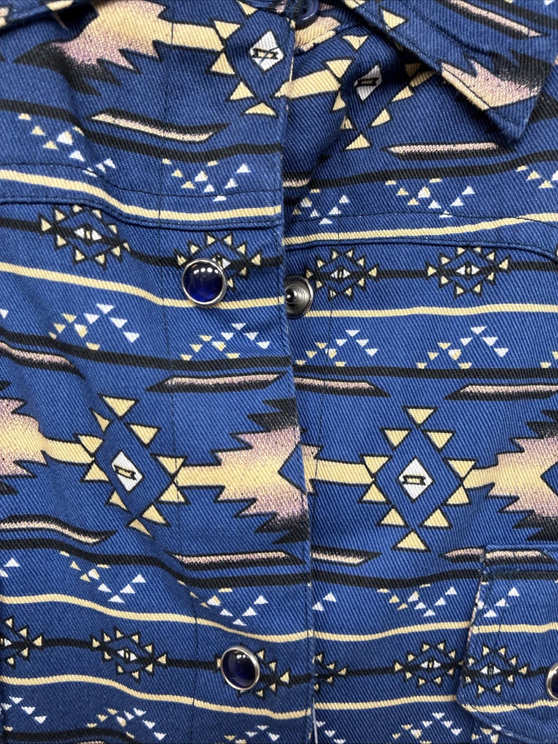 New Women’s Cumberland Blue Design Short Sleeve Pearl Snap Size Large TT-73