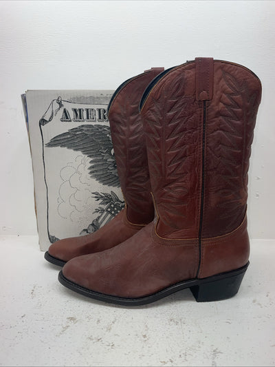 New Men’s Brown American West Cowboy Boots. 68373 11 E W. 8-99