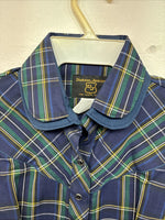 New Women’s Dickson Jenkins Blue Plaid Long Sleeve Pearl Snap Size 34 LL-85