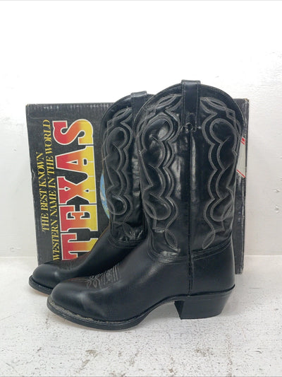 New Men’s Black Texas Brand Cowboy Boots. M 610 10 D. 7-44