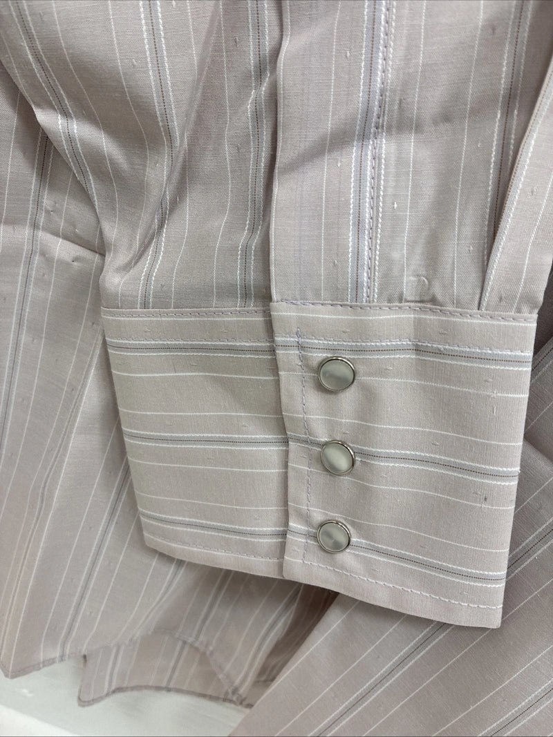 New Men’s ELY Cattleman Multicolor Stripe Long Sleeve Pearl Snap 17 X 34 XL R-66