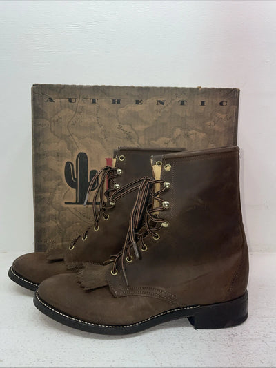 New Men’s Brown Lace Up Laredo Cowboy Boots. 1225 9 D. 4-53t