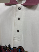 New Men’s Gun Smoke White Red Western Design Short Sleeve Polo Shirt XL H-85