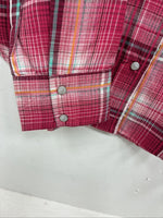 New Women’s Cumberland Pink plaid Long Sleeve Pearl Snap Small DD-98
