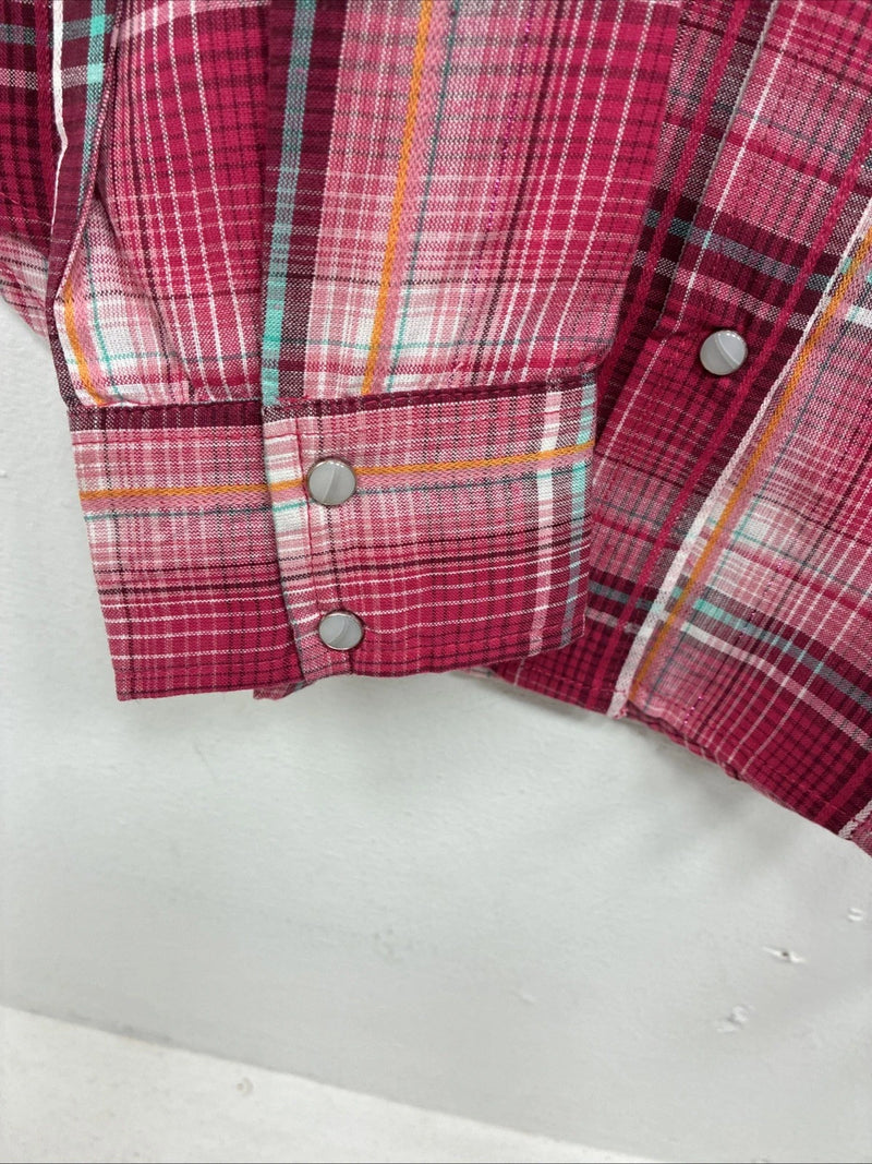 New Women’s Cumberland Pink plaid Long Sleeve Pearl Snap Small DD-98