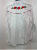 New Women’s Country Charmers White Rose Long Sleeve Pearl Snap XL II-62