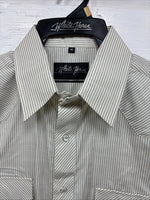 New Men’s White Horse Yellow stripe Long Sleeve Pearl Snap Medium K-47