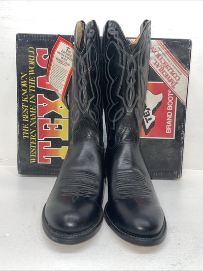 New Men’s Black Texas Brand Cowboy Boots. M 610 10 D. 7-116