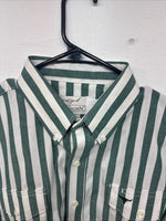 New Women’s Longhorn Green Stripe Short Sleeve Button Up Size 16.5 GG-3