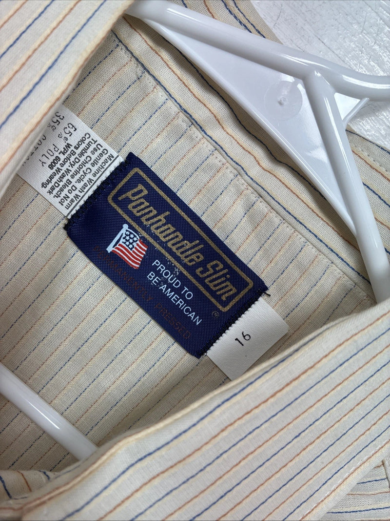 New Women’s Panhandle Slim Tan Stripe Long Sleeve Pearl Snap 16 XL DD-13 