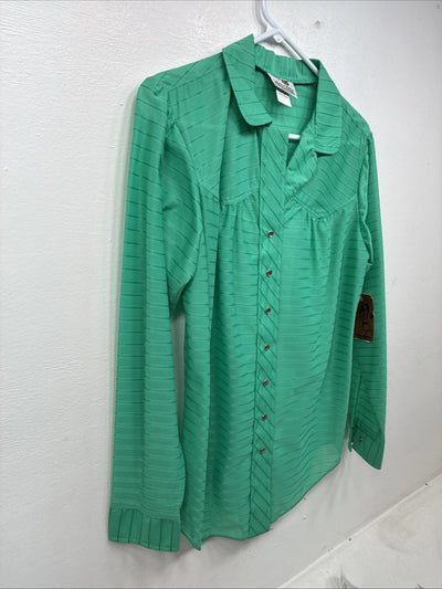 New Women’s Dickson Jenkins Green Long Sleeve Pearl Snap Size 34 MM-94