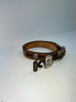 New Brown Genuine Leather Nocona Silver Pendent 28” Belt #399 JJ-143