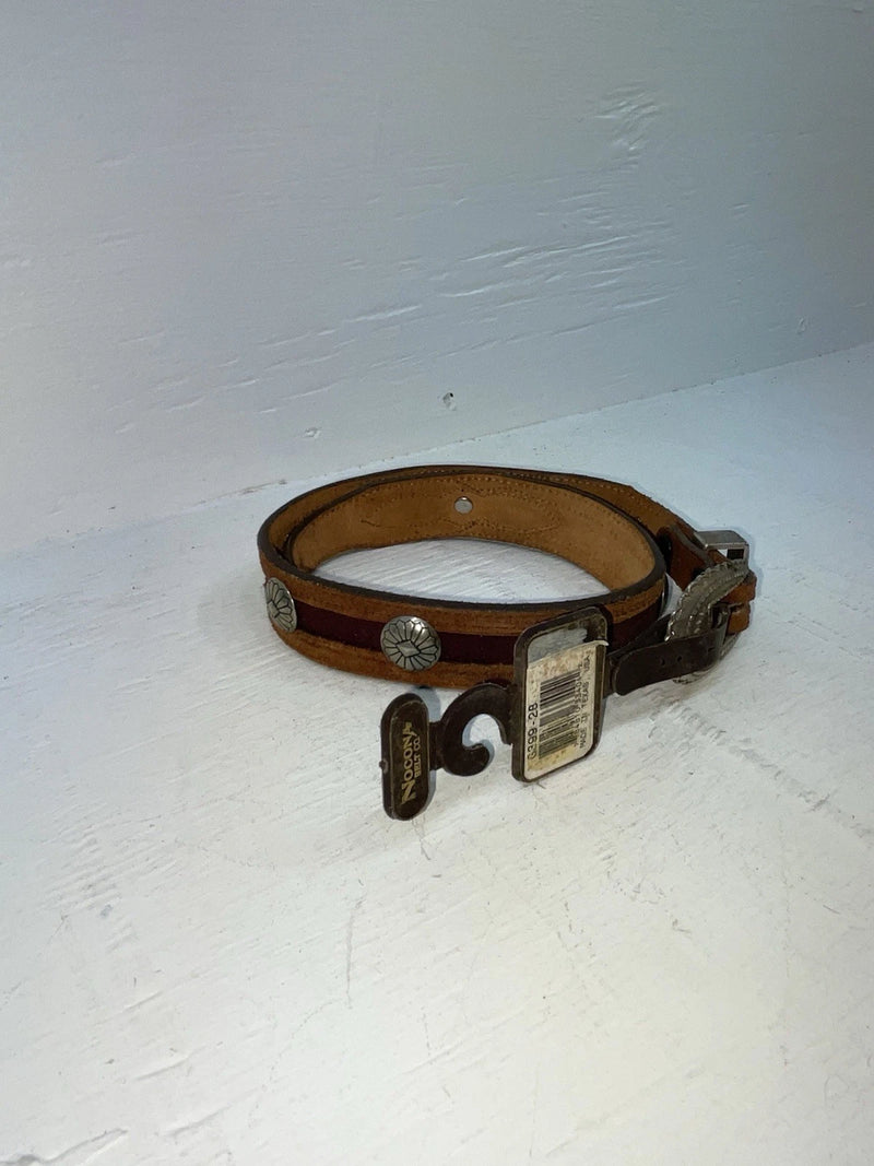 New Brown Genuine Leather Nocona Silver Pendent 28” Belt #399 JJ-143