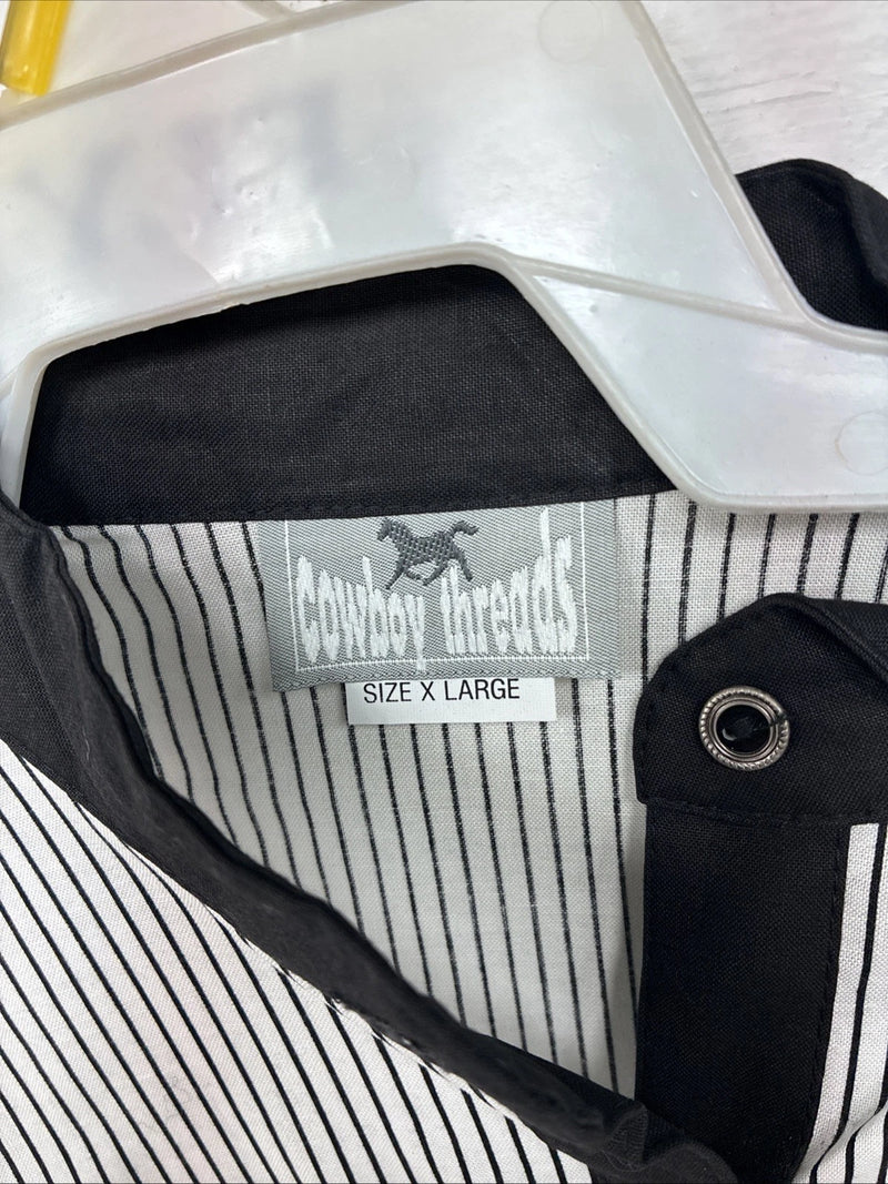 New Woman Cowboy Thread Black White Long Sleeve Button Up XL II-46