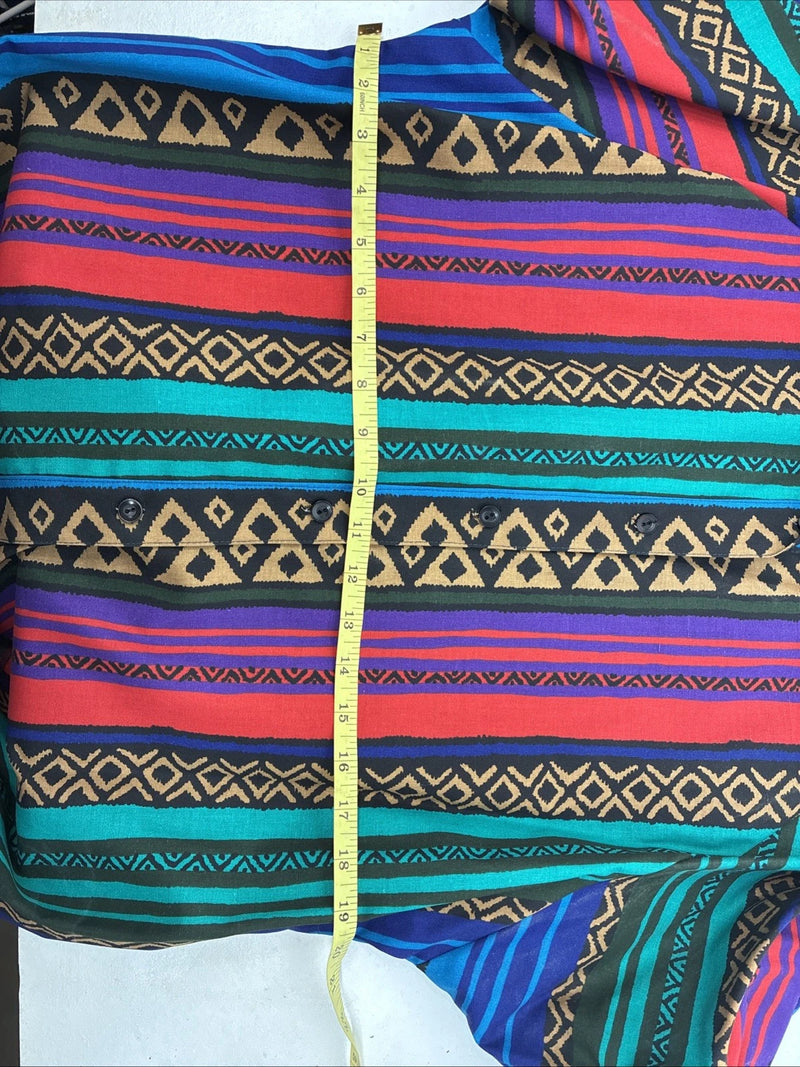 New Women’s H Bar C Multicolor Design Long Sleeve Button Up Size 38 TT-65