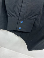 New Women’s Cumberland Black Blue Design Long Sleeve Pearl Snap Large GG-87
