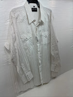 New Men’s White Horse White Stripe Western Long Sleeve Pearl Snap 2XL H-47