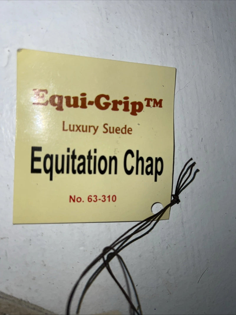 New Tan Equi-Grip Show Chaps With Fringe Adjustable Waist 42” L-32