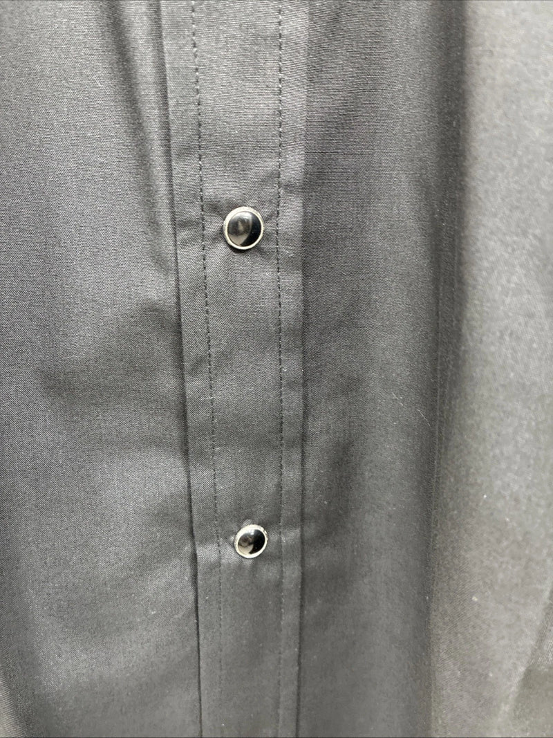 New Men’s ELY cattleman Black Simple Short Sleeve Pearl Snap 2XL H-55