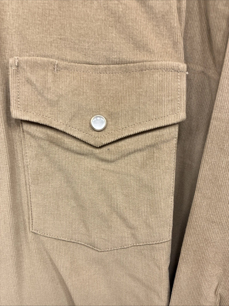 New Men’s White Horse Brown Long Sleeve Pearl Snap 2XL H-53