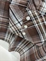 New Men’s White Horse Brown Plaid Long Sleeve Pearl Snap XL H-81