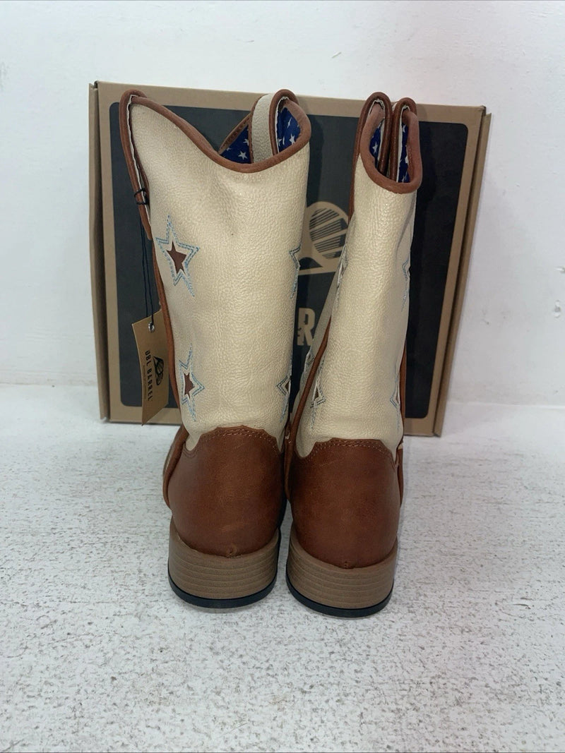 New Youth Brown DBL Barrel Cowboy Boots. 4471402 4. 22-55