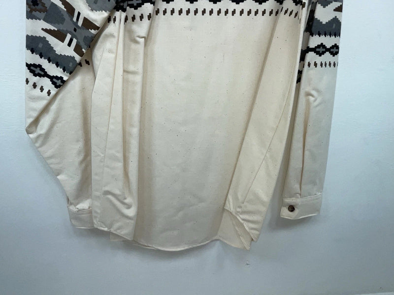 New Men’s Grey Aztec Panhandle Slim Long Sleeve Button Up Shirt S #DS3260 3B-94