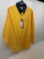 New Men’s Wrangler PBR Western Yellow Long Sleeve Button Up 2XL H-51
