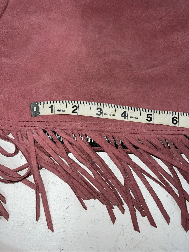 NOS Pink Show Chaps With Fringe Adjustable Waist 31” I-79