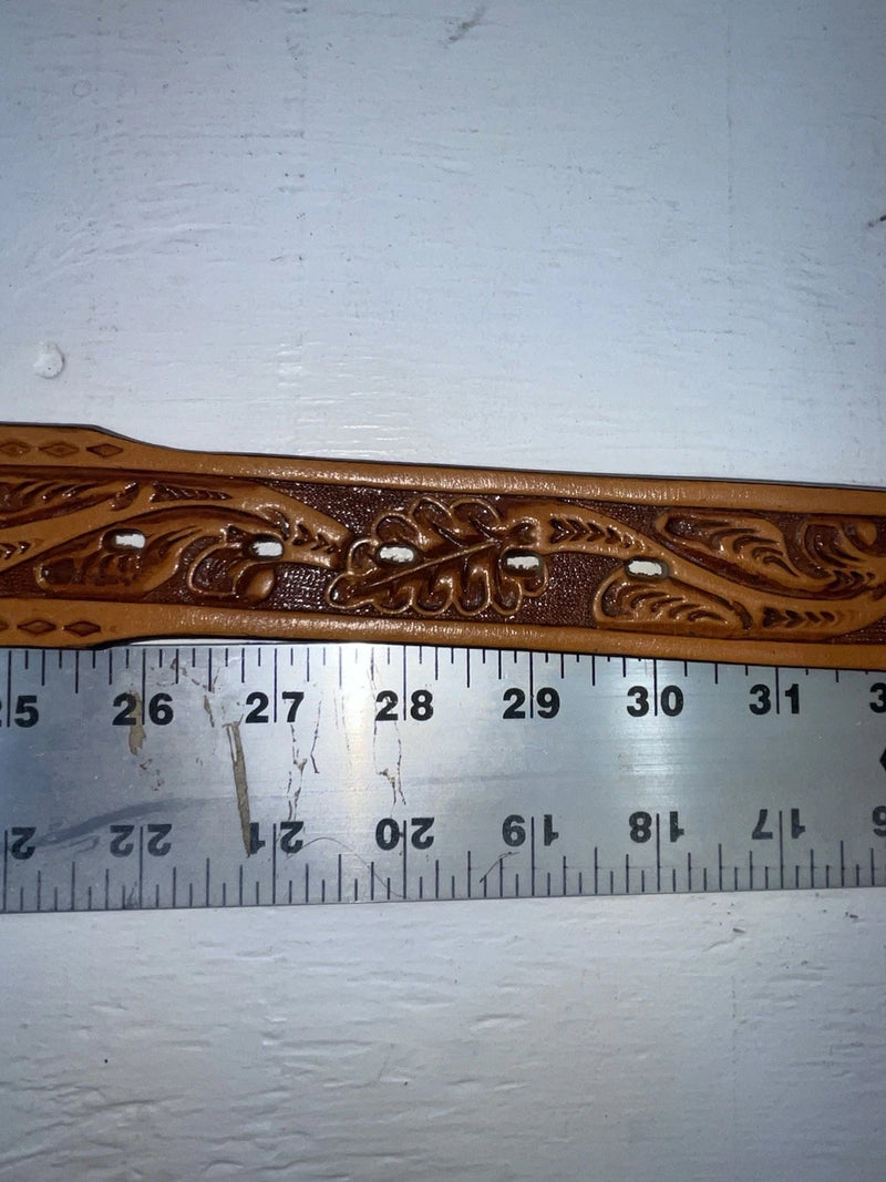 New Brown Genuine Leather Longhorn Tooled 28” Belt #82881 NN-83
