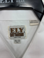 New Men’s ELY cattleman White Long Sleeve Pearl Snap 18.5 X 35 2XL H-36