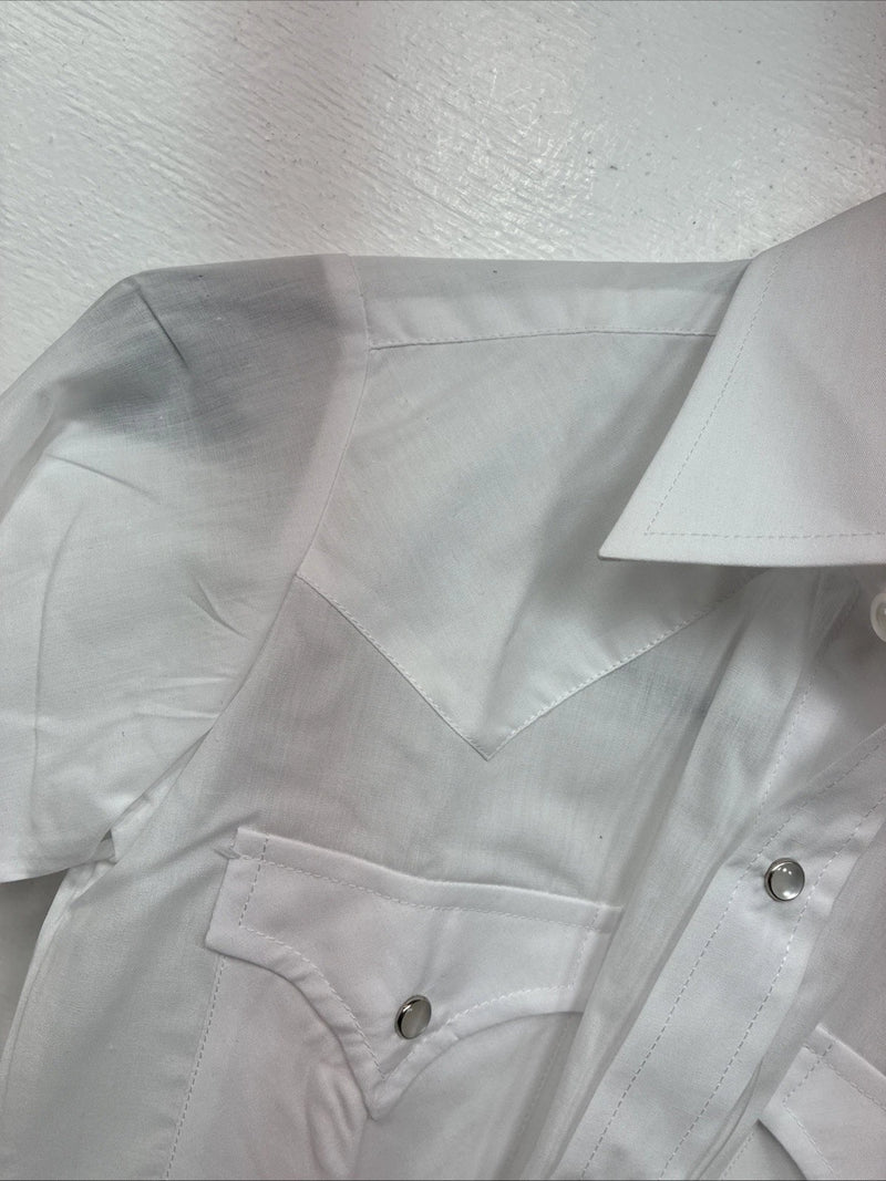 New Boys ELY Cattleman White Long Sleeve Pearl Snap Size 8 MM-15