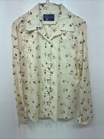 New Women’s Panhandle Slim Yellow Floral Long Sleeve Pearl Snap Size 12 KK-36
