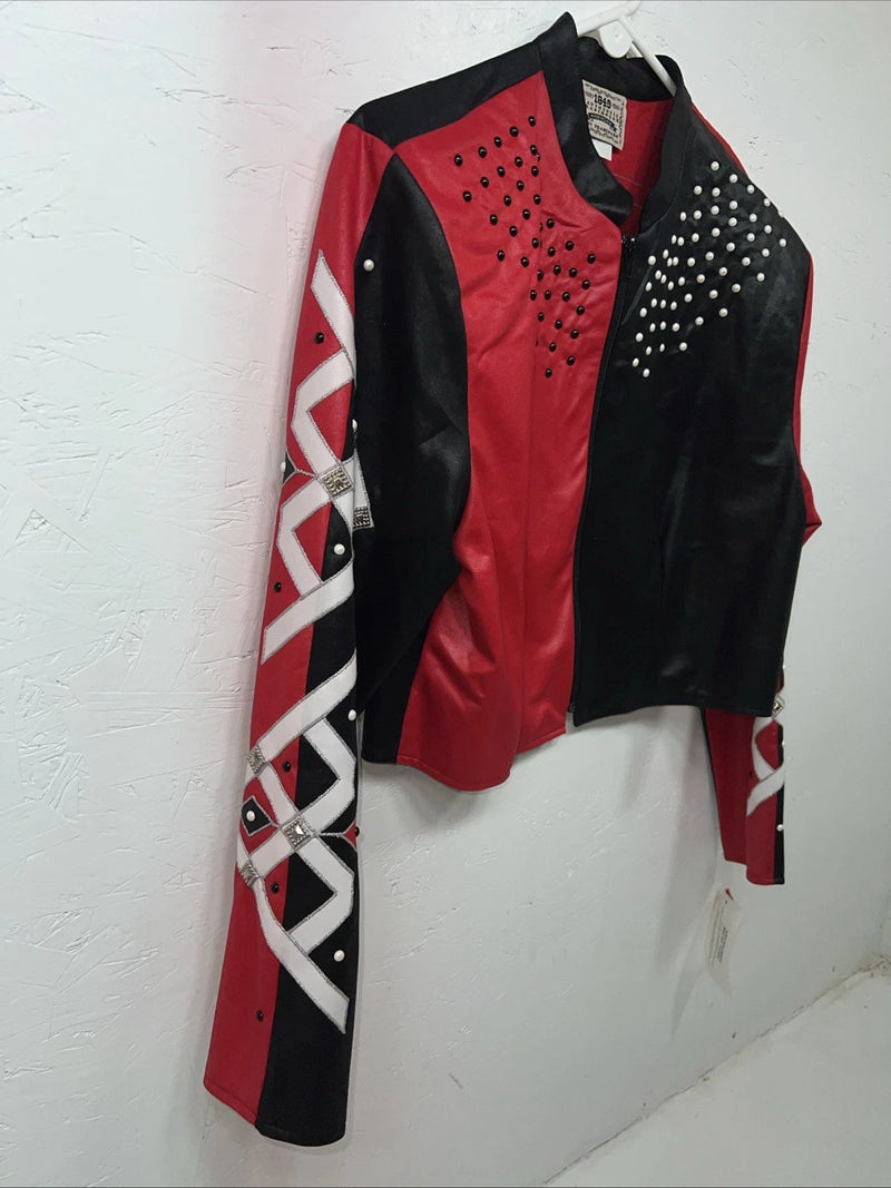 New Women’s Black Red 1849 Authentic Ranchwear Western Show Jacket Large UU-45