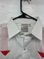 New Men’s Karman White Red Design Long Sleeve Pearl Snap 15 Medium M-83