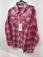New Women’s Cumberland Pink Designed Long Sleeve Pearl Snap XL GG-30