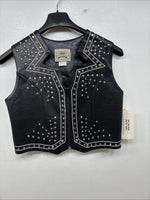 New Women’s 1849 RanchWear Black Rhinestone Vest Zip Up Size Medium YY-36