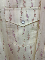 New Women’s White Horse Yellow Floral Short Sleeve Pearl Snap XL II-94