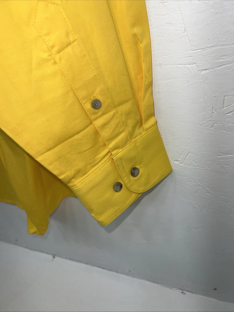 New Men’s Yellow Wrangler PBR Long Sleeve Button Up Shirt. Large P-62