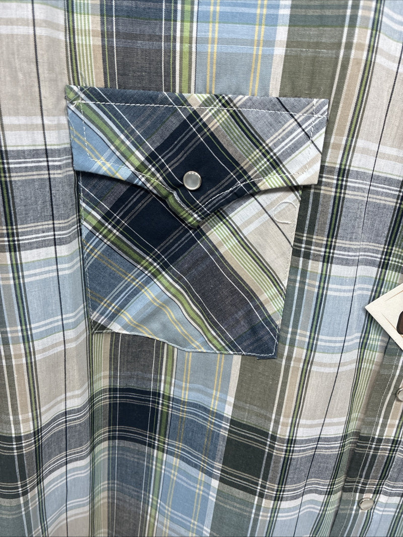 New Men’s ELY Cattleman Multiple Color Flannel Short Sleeve Pearl Snap 4XL F-48