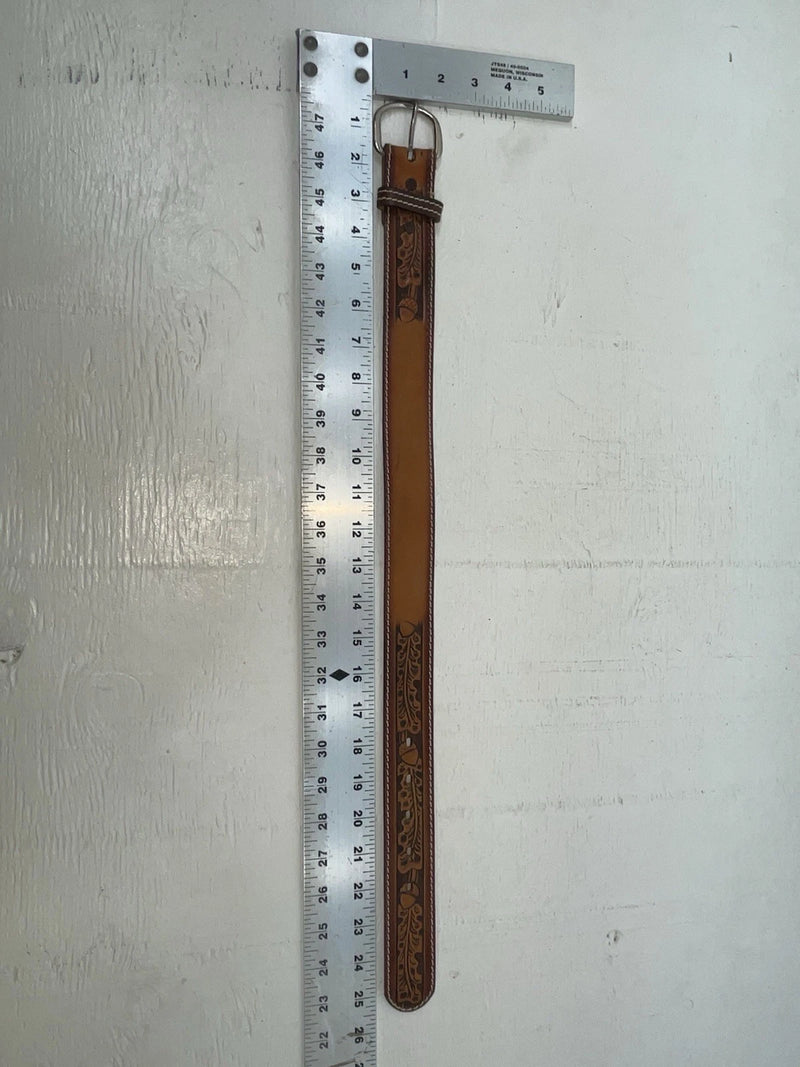 New Brown Genuine Leather Perkies Tooled 20” Belt #601 NN-89