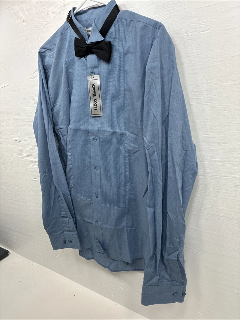 New Boys Wayne Scott Blue Long Sleeve Button Up Tux Medium F-99