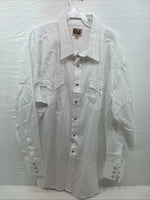 New Men’s ELY Cattleman White Stripe Long Sleeve Pearl Snap 18.5 X 35 2XL F-64